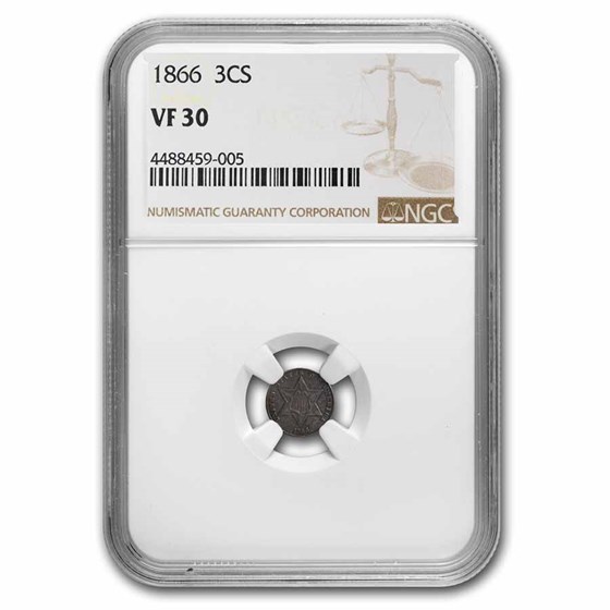 1866 Three Cent Silver VF-30 NGC