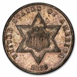 1866 Three Cent Silver XF-45 PCGS