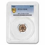 1866 Three Cent Silver XF-45 PCGS