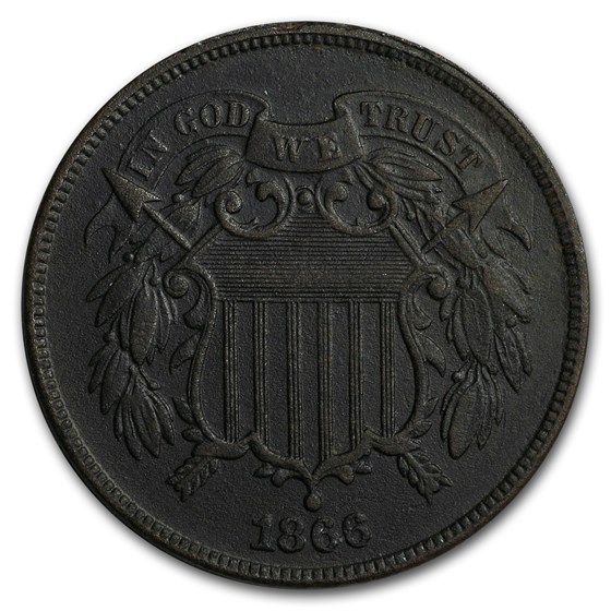 1866 Two Cent Piece AU Details (Environmental Damage, Dark) 1866 Two Cent Piece AU Details (Environmental Damage, Dark)