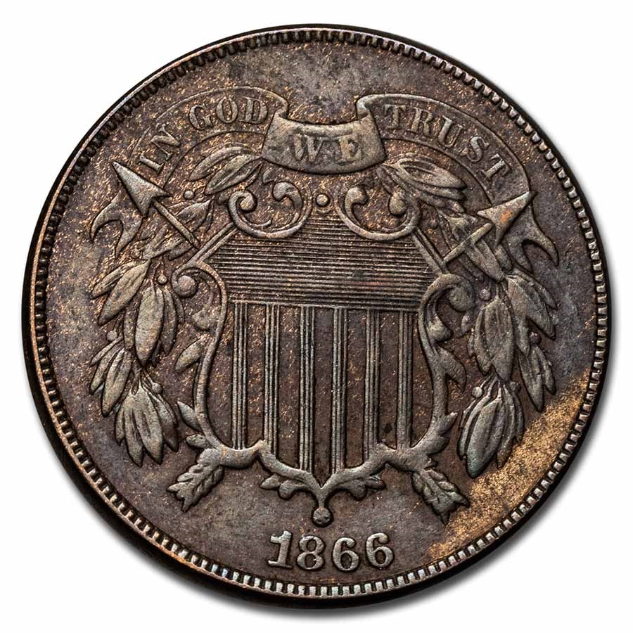 1866 Two Cent Piece AU
