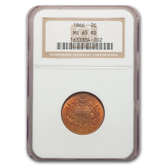 1866 Two Cent Piece MS-65 NGC (Red) 1866 Two Cent Piece MS-65 NGC (Red)