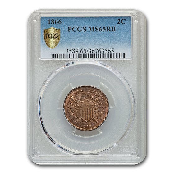 1866 Two Cent Piece MS-65 PCGS (Red/Brown) 1866 Two Cent Piece MS-65 PCGS (Red/Brown)