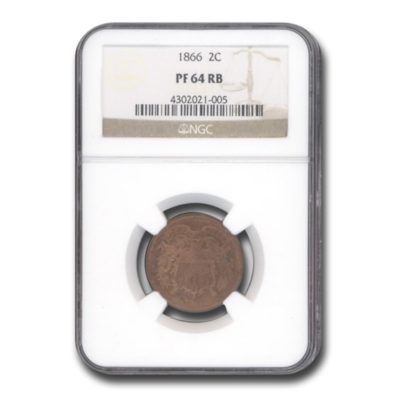 1866 Two Cent Piece PF-64 NGC (Red/Brown) 1866 Two Cent Piece PF-64 NGC (Red/Brown)
