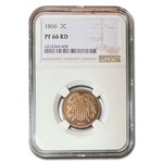 1866 Two Cent Piece PF-66 NGC (Red)