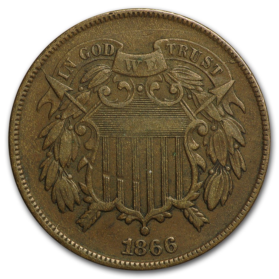 1866 Two Cent Piece VF