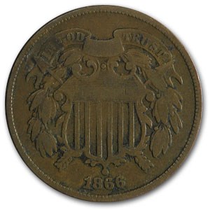 1866 Two Cent Piece VG 1866 Two Cent Piece VG