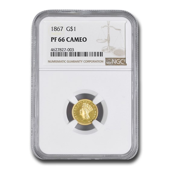 1867 $1 Indian Head Gold Dollar PF-66 Cameo NGC 1867 $1 Indian Head Gold Dollar PF-66 Cameo NGC