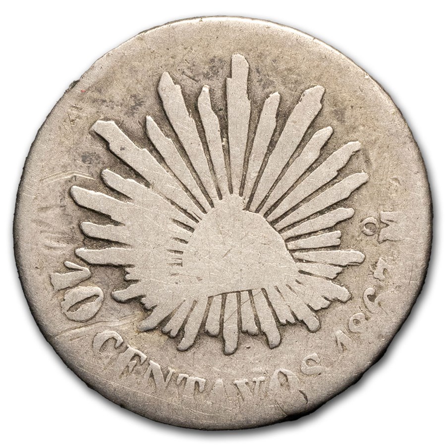 1867-1868 Mexico Silver 10 Centavos Avg Circ