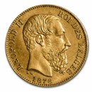 1867-1882 Belgium Gold 20 Francs Leopold II BU