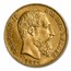 1867-1882 Belgium Gold 20 Francs Leopold II BU