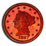1867 $2.50 Liberty Quarter Eagle Pattern PR-65 PCGS (Red, J-595)