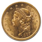 1867 $20 Liberty Gold Double Eagle AU-58 PCGS