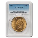 1867 $20 Liberty Gold Double Eagle AU-58 PCGS