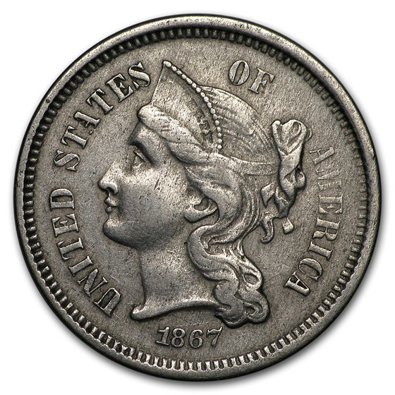 1867 3 Cent Nickel XF 1867 3 Cent Nickel XF