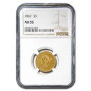 1867 $5 Liberty Gold Half Eagle AU-55 NGC