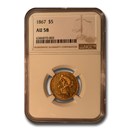 1867 $5 Liberty Gold Half Eagle AU-58 NGC