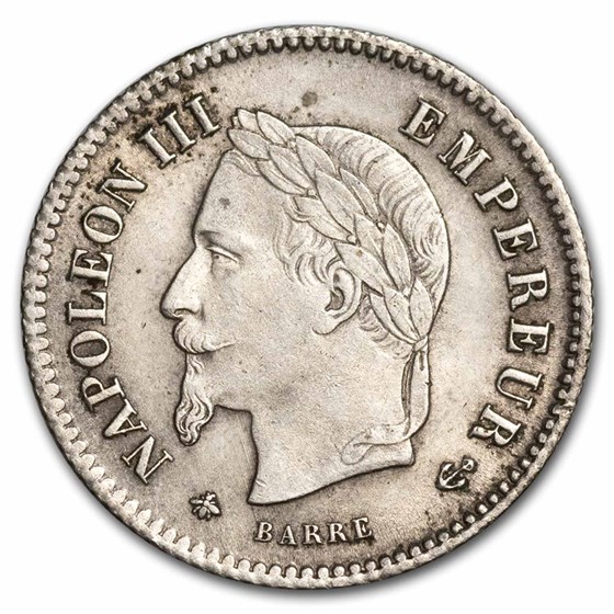1867-A Second French Empire Silver 20 Centimes Napoleon III BU 1867-A Second French Empire Silver 20 Centimes Napoleon III BU