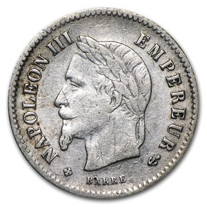 1867 France Silver 20 Centimes VF 1867 France Silver 20 Centimes VF