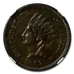 1867 Indian Head Cent AU-58 NGC
