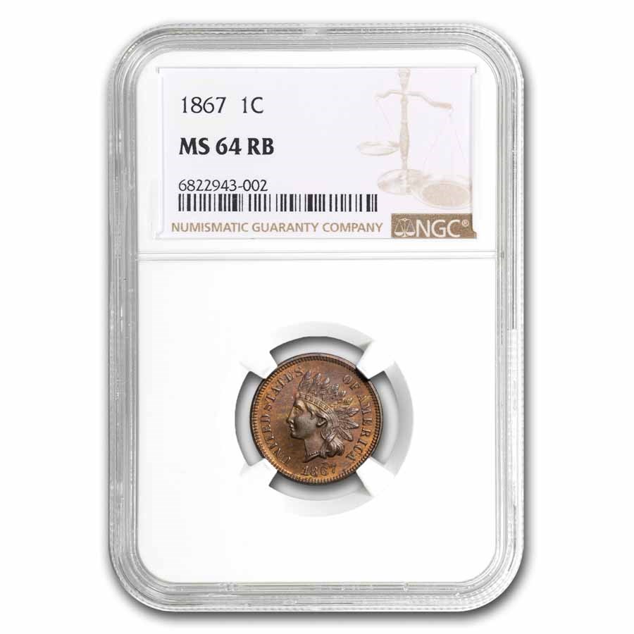 1867 Indian Head Cent MS-64 NGC (Red/Brown)