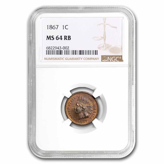1867 Indian Head Cent MS-64 NGC (Red/Brown) 1867 Indian Head Cent MS-64 NGC (Red/Brown)