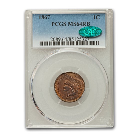 1867 Indian Head Cent MS-64 PCGS CAC (Red/Brown) 1867 Indian Head Cent MS-64 PCGS CAC (Red/Brown)