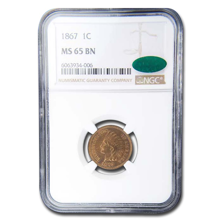 1867 Indian Head Cent MS-65 NGC CAC (Brown)