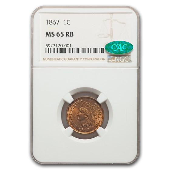 1867 Indian Head Cent MS-65 NGC CAC (Red/Brown) 1867 Indian Head Cent MS-65 NGC CAC (Red/Brown)