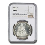 1867 Liberty Seated Dollar MS-65 NGC