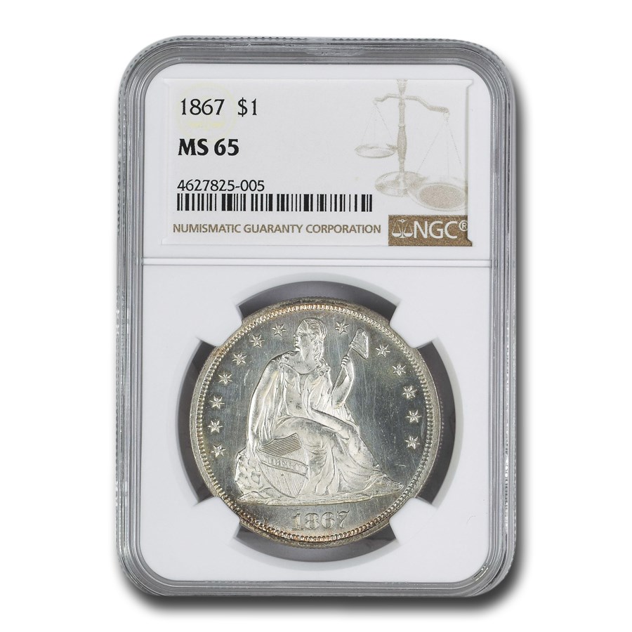 1867 Liberty Seated Dollar MS-65 NGC
