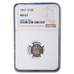 1867 Liberty Seated Half Dime MS-67 NGC