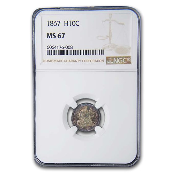 1867 Liberty Seated Half Dime MS-67 NGC 1867 Liberty Seated Half Dime MS-67 NGC
