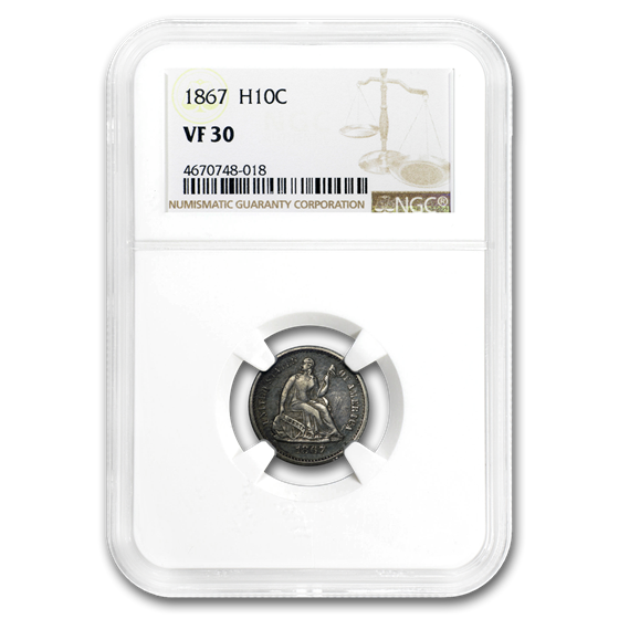 1867 Liberty Seated Half Dime VF-30 NGC 1867 Liberty Seated Half Dime VF-30 NGC