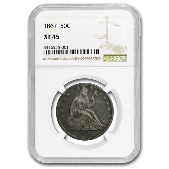 1867 Liberty Seated Half Dollar XF-45 NGC