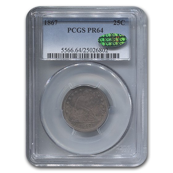 1867 Liberty Seated Quarter PR-64 PCGS CAC 1867 Liberty Seated Quarter PR-64 PCGS CAC
