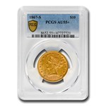 1867-S $10 Liberty Gold Eagle AU-55+ PCGS