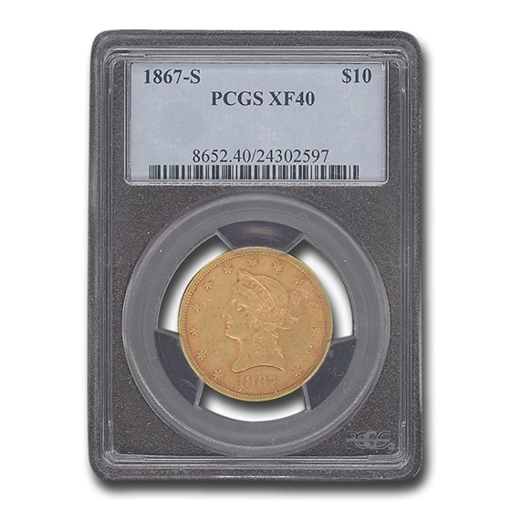 1867-S $10 Liberty Gold Eagle XF-40 PCGS 1867-S $10 Liberty Gold Eagle XF-40 PCGS