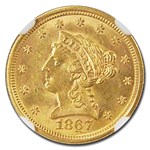 1867-S $2.50 Liberty Gold Quarter Eagle MS-62 NGC