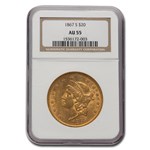 1867-S $20 Liberty Gold Double Eagle AU-55 NGC