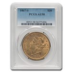 1867-S $20 Liberty Gold Double Eagle AU-58 PCGS