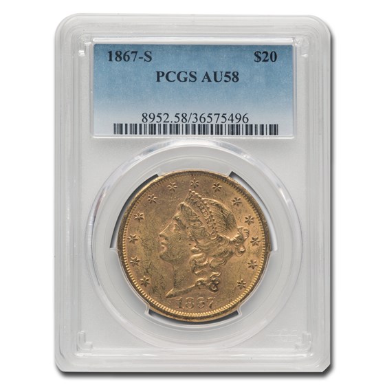 1867-S $20 Liberty Gold Double Eagle AU-58 PCGS 1867-S $20 Liberty Gold Double Eagle AU-58 PCGS