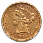 1867-S $5 Liberty Gold Half Eagle AU-58 PCGS
