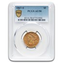 1867-S $5 Liberty Gold Half Eagle AU-58 PCGS