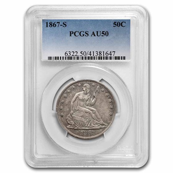 1867-S Liberty Seated Half Dollar AU-50 PCGS 1867-S Liberty Seated Half Dollar AU-50 PCGS