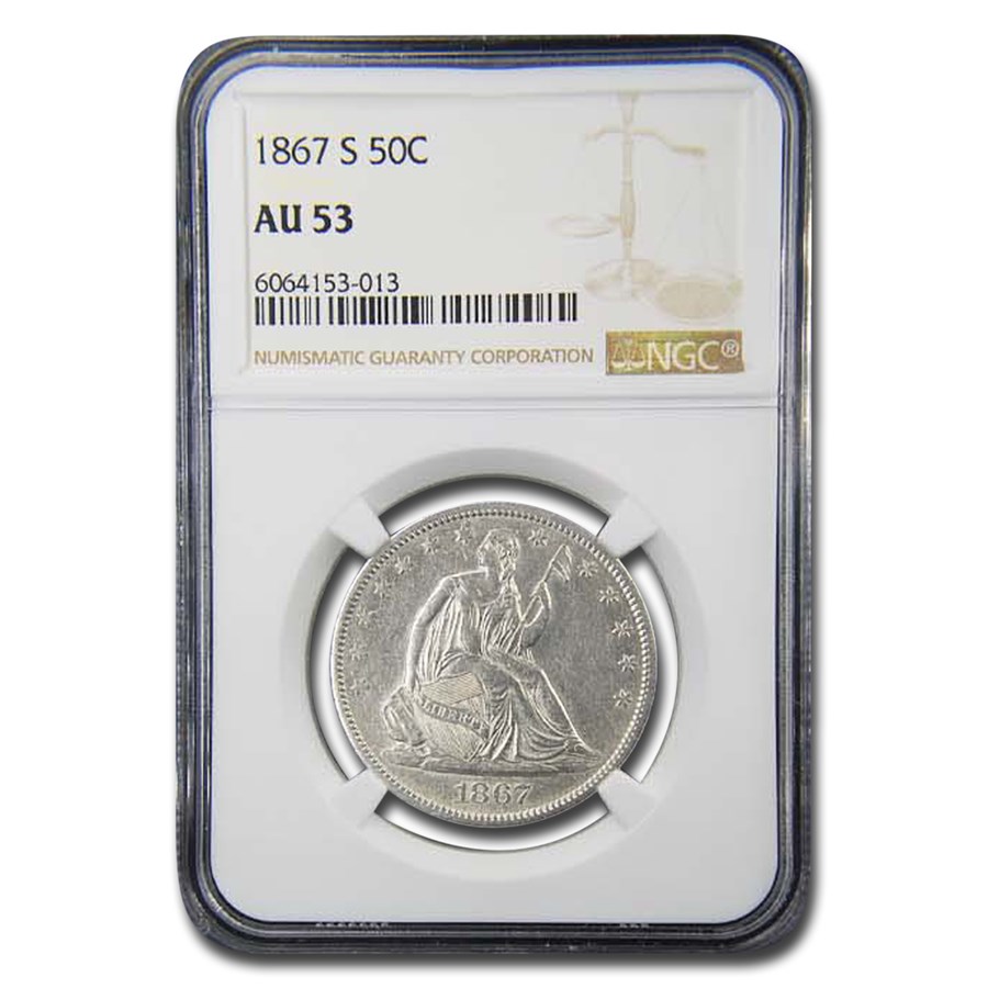1867-S Liberty Seated Half Dollar AU-53 NGC