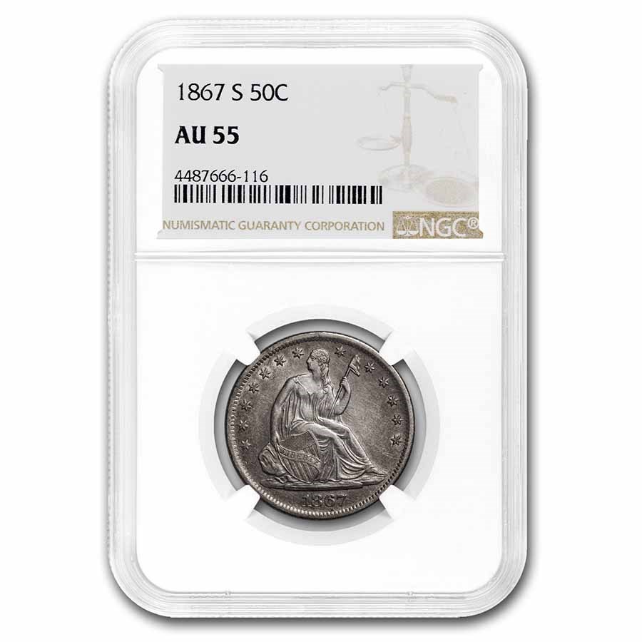 1867-S Liberty Seated Half Dollar AU-55 NGC