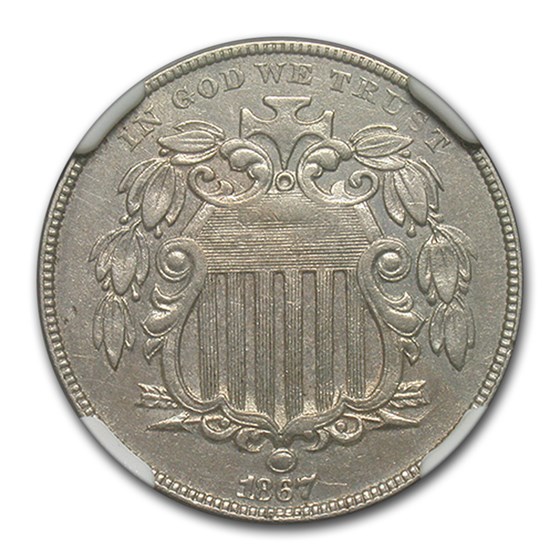 1867 Shield Nickel AU-55 NGC (Rays) 1867 Shield Nickel AU-55 NGC (Rays)