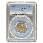 1867 Shield Nickel MS-64 PCGS (No Rays)