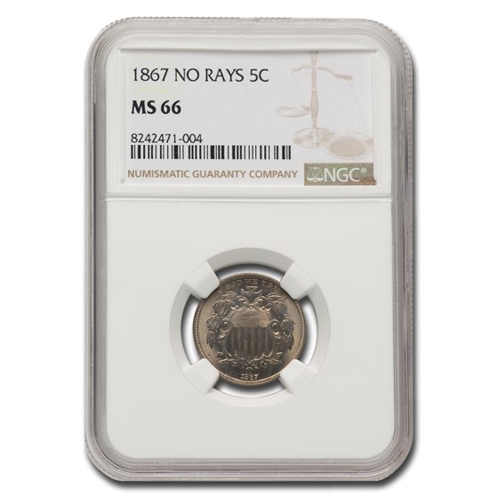 1867 Shield Nickel MS-66 NGC (No Rays) 1867 Shield Nickel MS-66 NGC (No Rays)